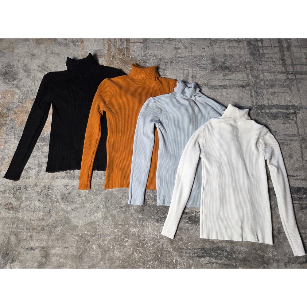 4 Pack Fall/Winter Solid Turtleneck‎ Ribbed Knit Sweater size L